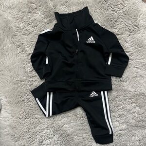 Adidas Infant Black Tracksuit with White Accents